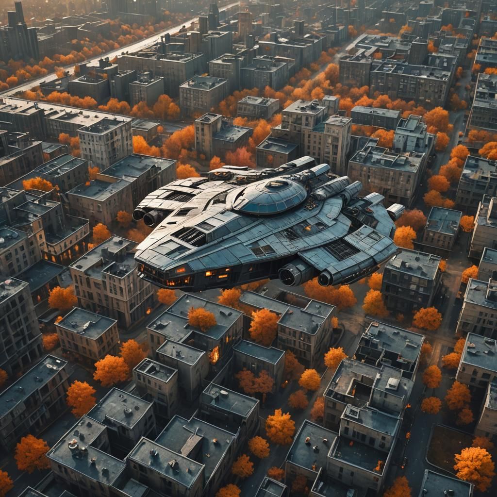 Spaceship Descends on Abandoned City: Horror Style
