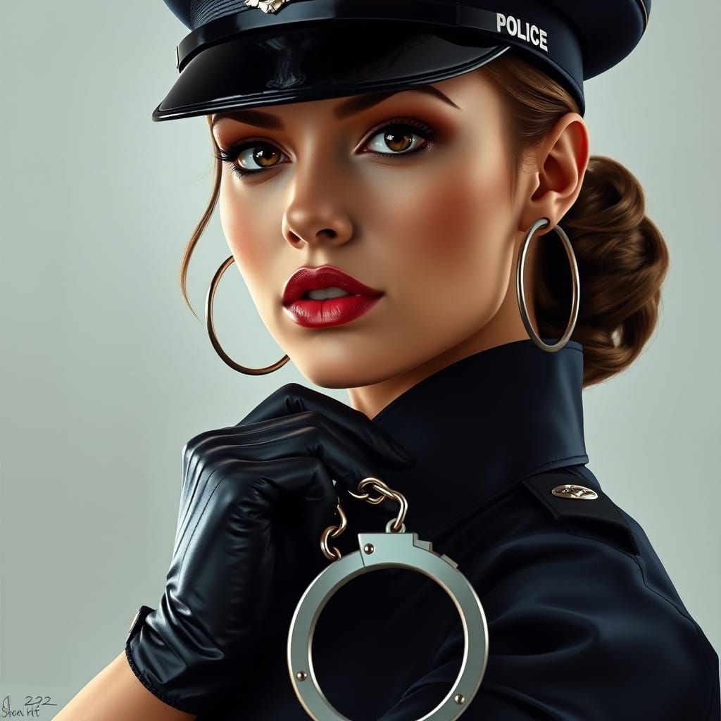 Glamorous Police Officer in Contrapposto Pose