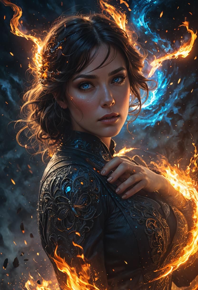 Mysterious Woman in Dark Fantasy Setting
