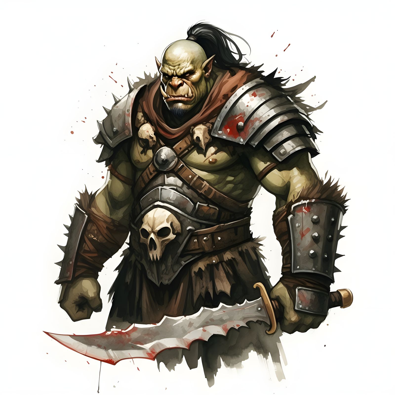 Mighty Orc Warrior in a Lateral View