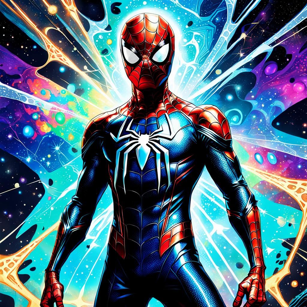 Spider-Man in Cosmic Astral Holographic Illustration