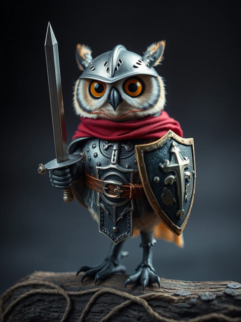 Medieval Owl Knight in Armor