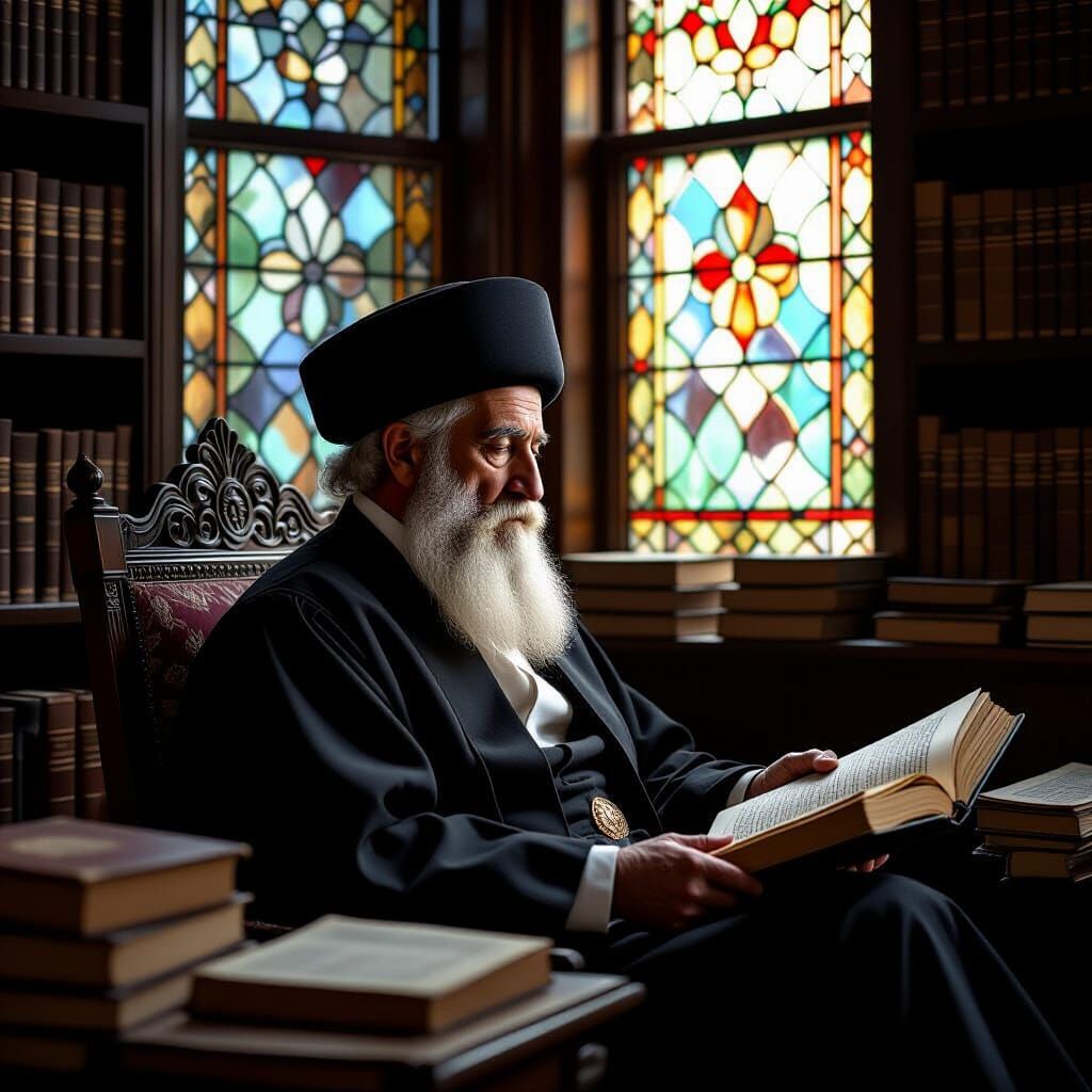 Rabbi in Reflection: Hyper-Realistic Cinematic Portrait