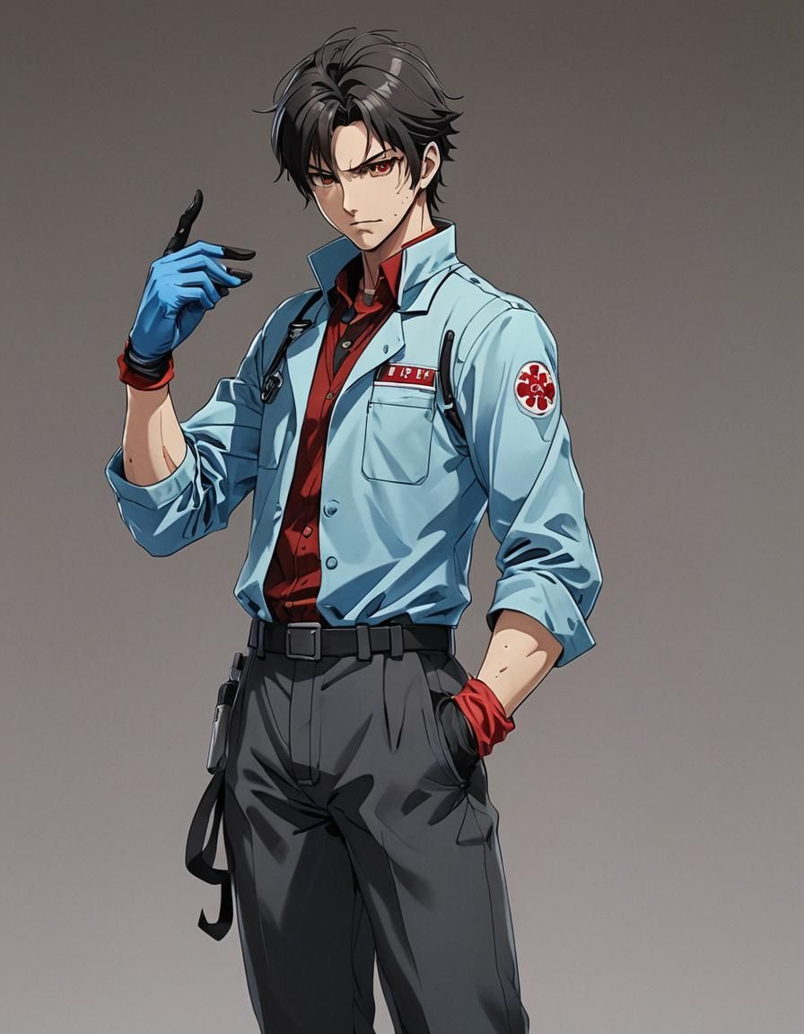 Anime Style: Gaunt Doctor with Slicked Back Hair