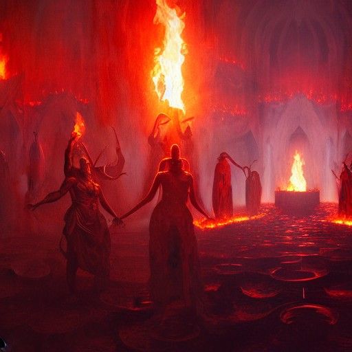 Fire Dancers in Hell, Digital Painting