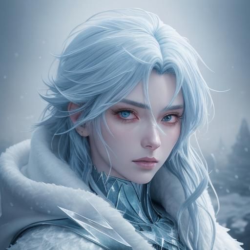 Icy Manga Creature in a Winter Landscape