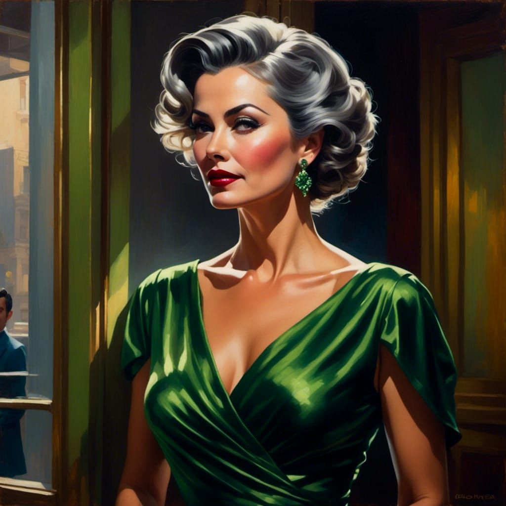 Glamorous Woman in Film Noir Impressionistic Portrait