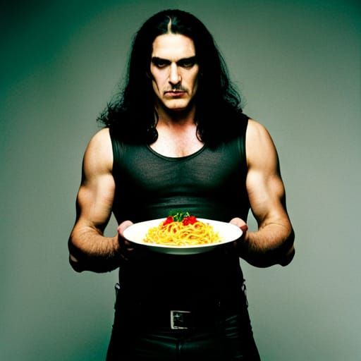 Peter Steele Without Mustache Eating Noodles