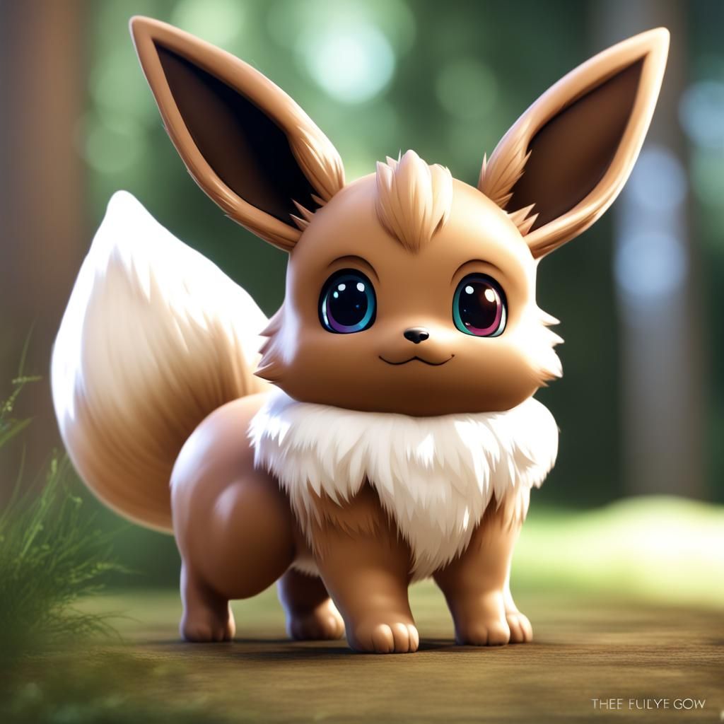 Realistic Fluffy Eevee with Shiny Eyes