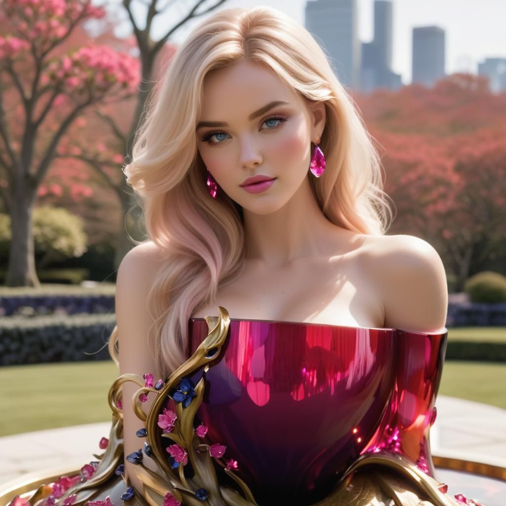 Whimsical Girl Unveiled from a Sparkling Cubic Circonia Vase