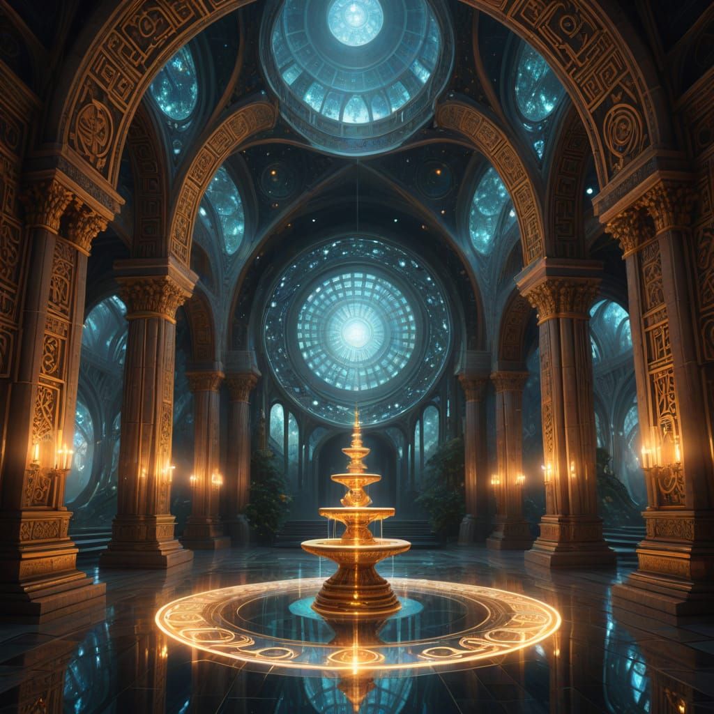 Ethereal Temple of Luminous Equations in Dreamlike Atmospher...