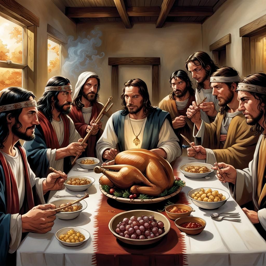 Thanksgiving Last Supper: Pilgrim and Native American Feast