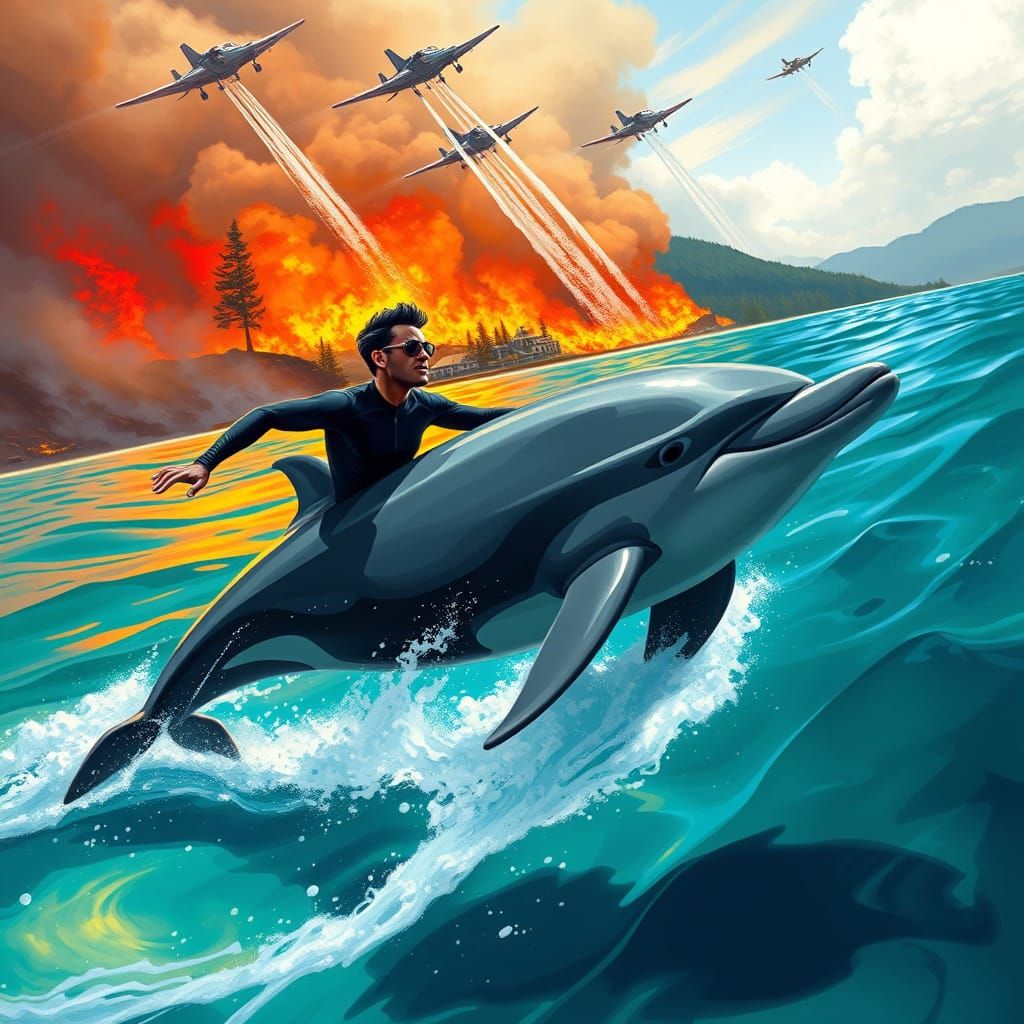 Tito Jackson Rides Majestic Dolphin Away from Raging Forest ...