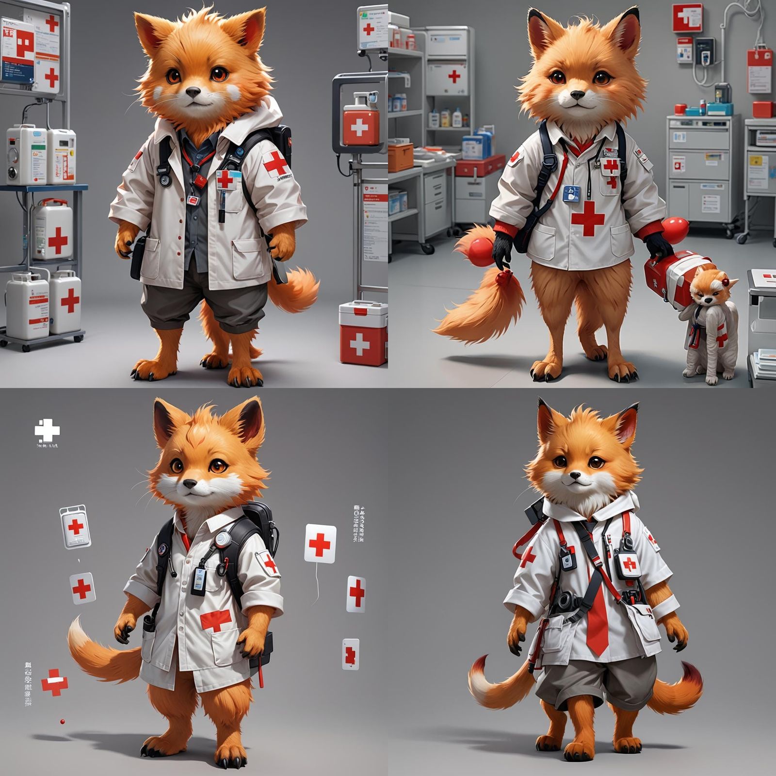 Cute Anime-Style Creature Working in a Hospital