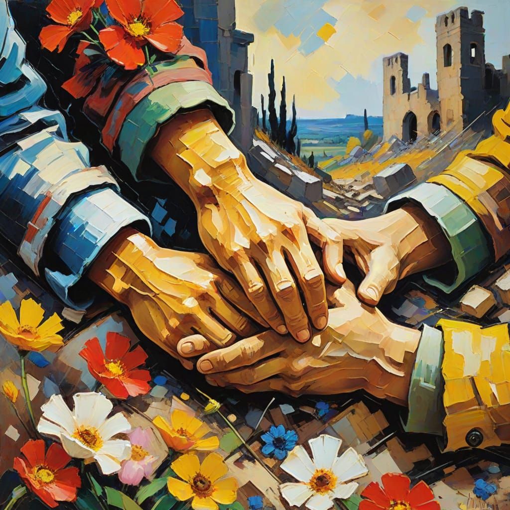 Hope Emerges from Ruin in Vibrant Neo-Impressionist Scene