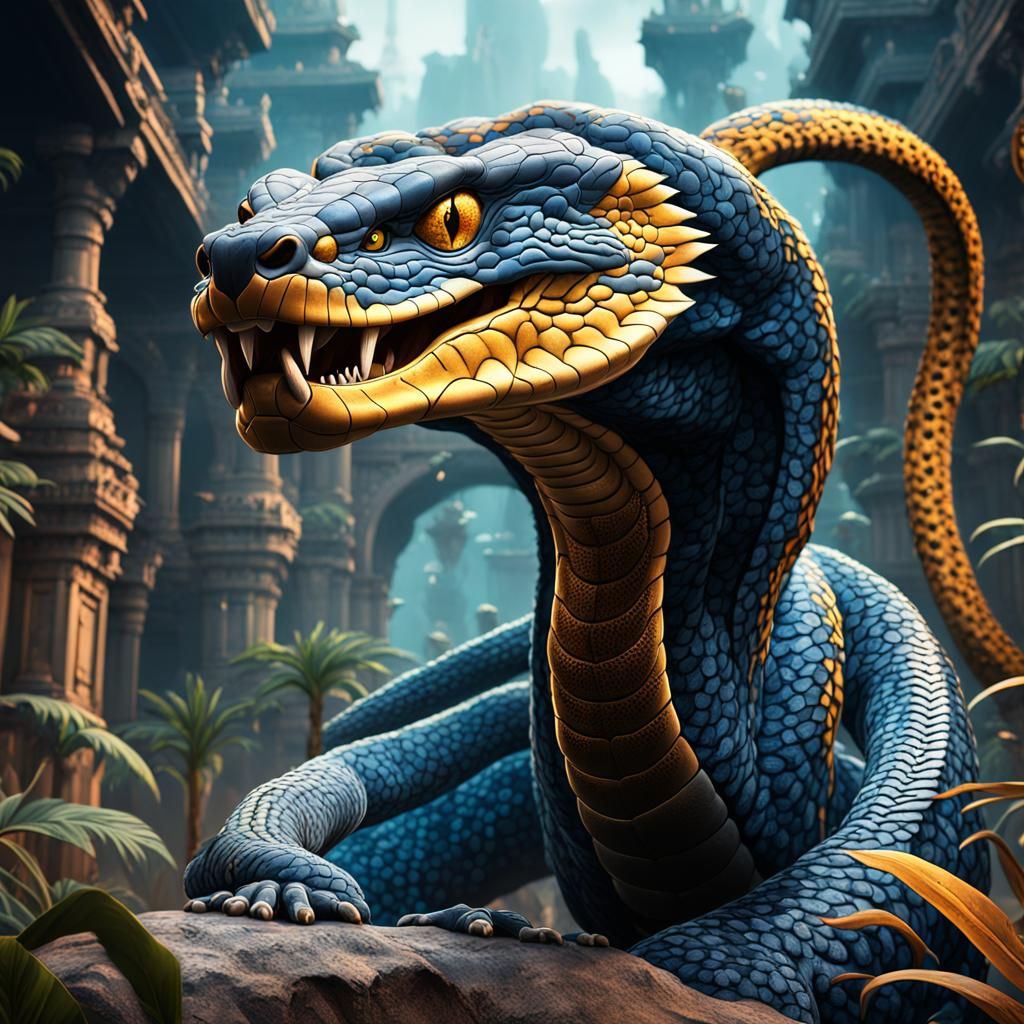 Cheetah Cobra Hybrid: Detailed Fantasy Concept Art