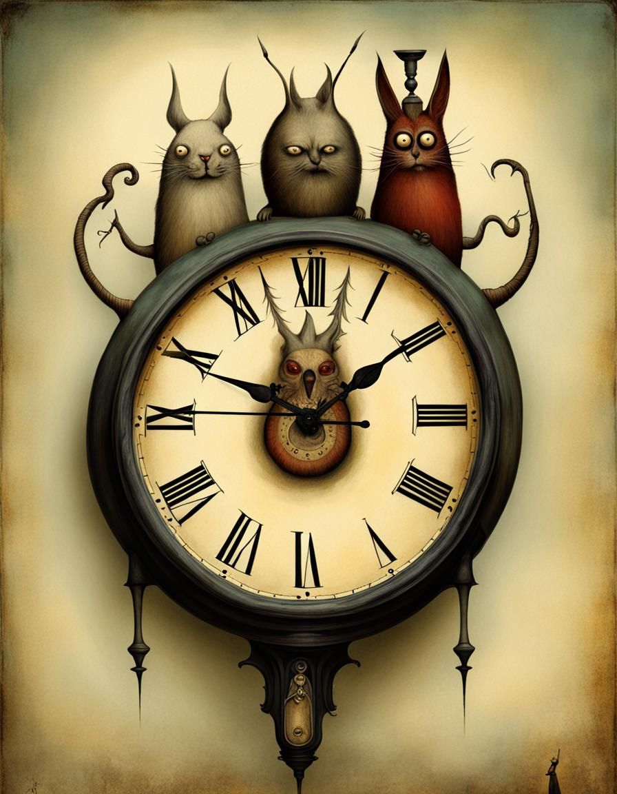 Demonic Clockwork Figure in Surreal Style