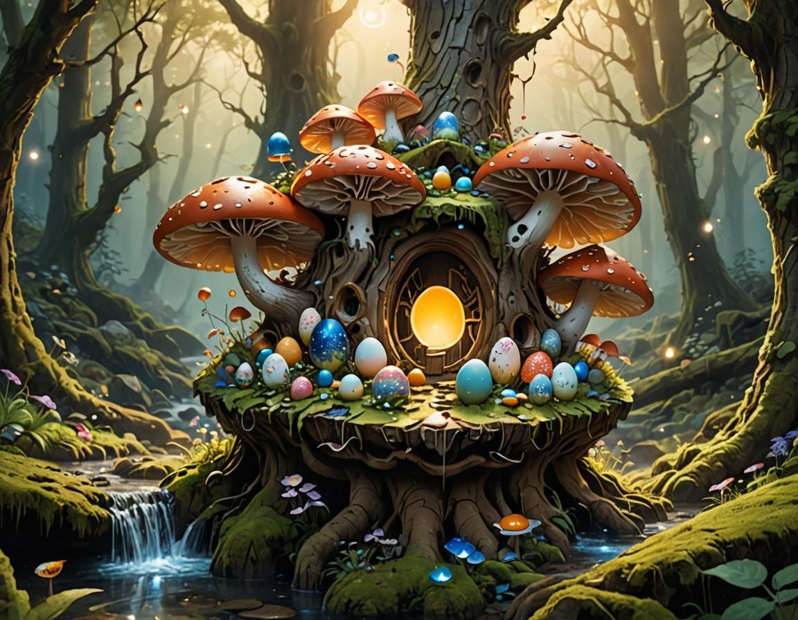 Whimsical Fantasies with Hidden Eggs Amidst Celestial Wonder...