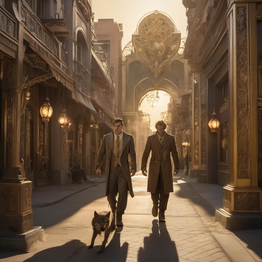 Elven Werewolf in Trompe L'oeil Art Deco Town