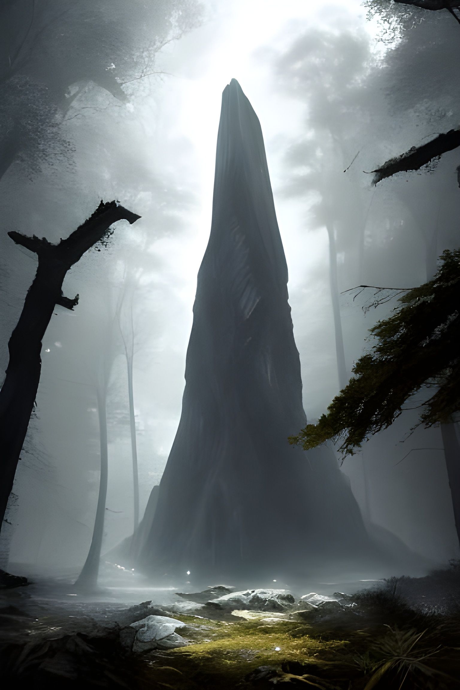 Monolith in Forest: Dark Fantasy Concept Art