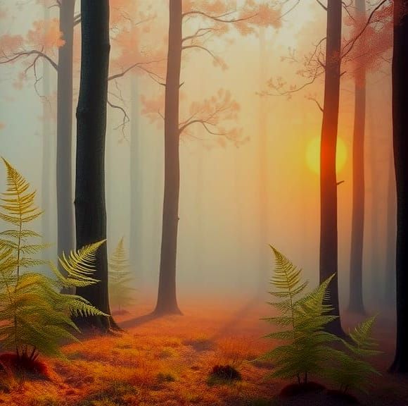 Iridescent Forest Dreamscape in Oil Painting Style