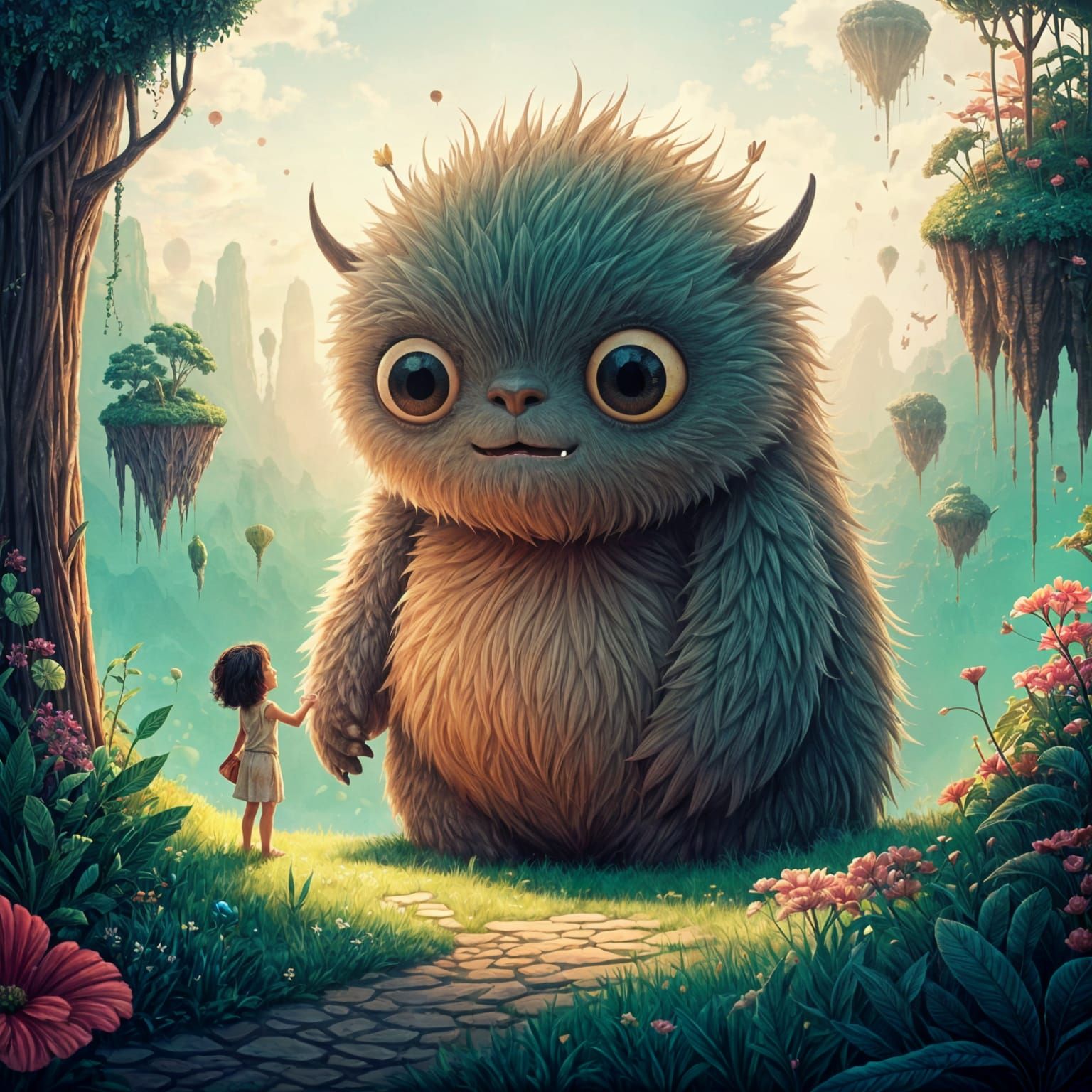 Child Meets Friendly Alien in Whimsical World
