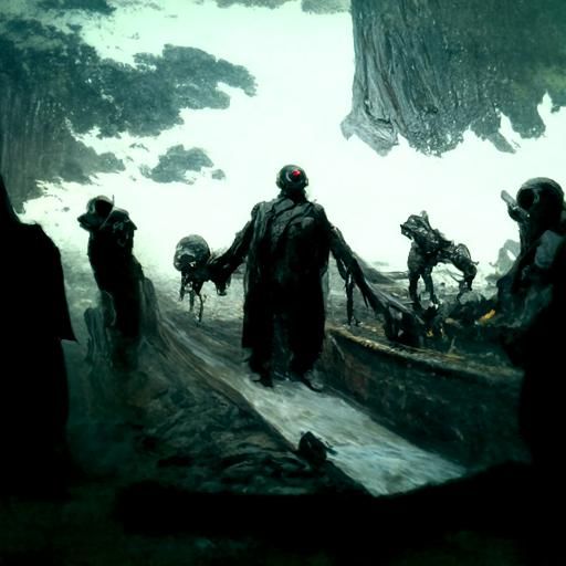 Haunting Departure in Dark Horror Style