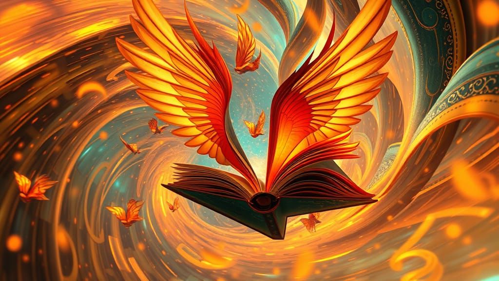 Vibrant Fauvist Dreamscape with Swirling Books and Ethereal ...