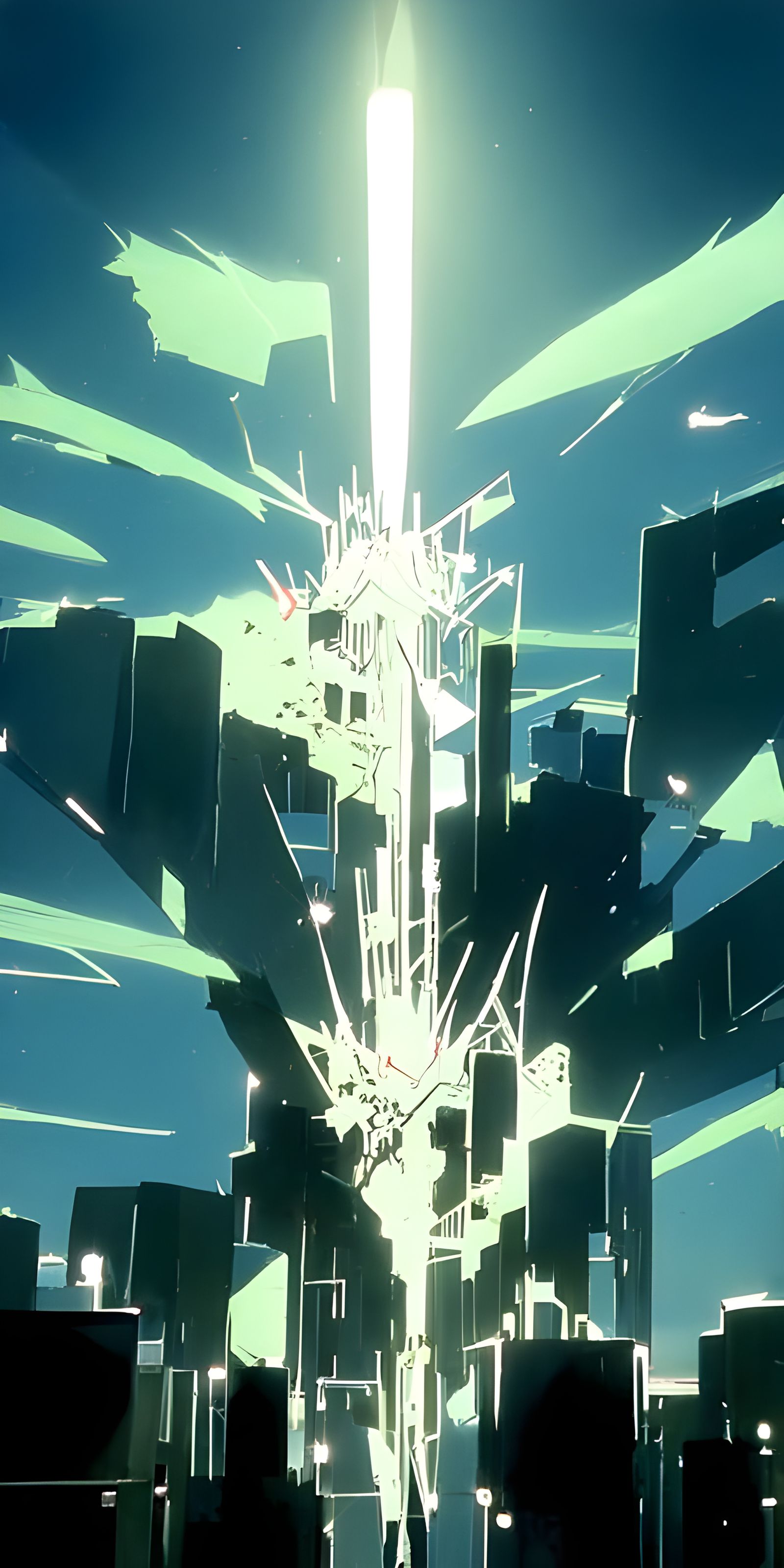 Futuristic City Under Laser Attack: Anime Style