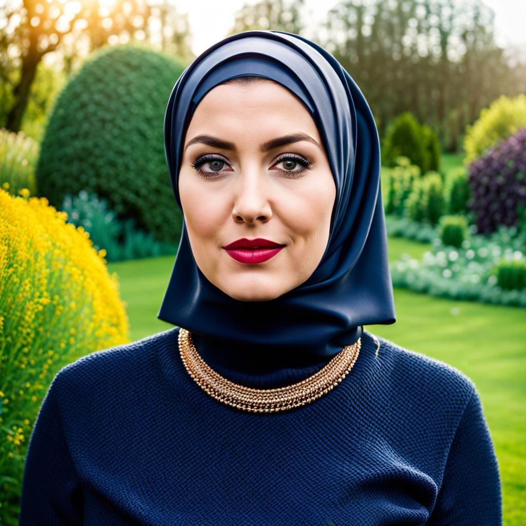 Irish Hijabi Woman Portrait in Oil-Guache Style