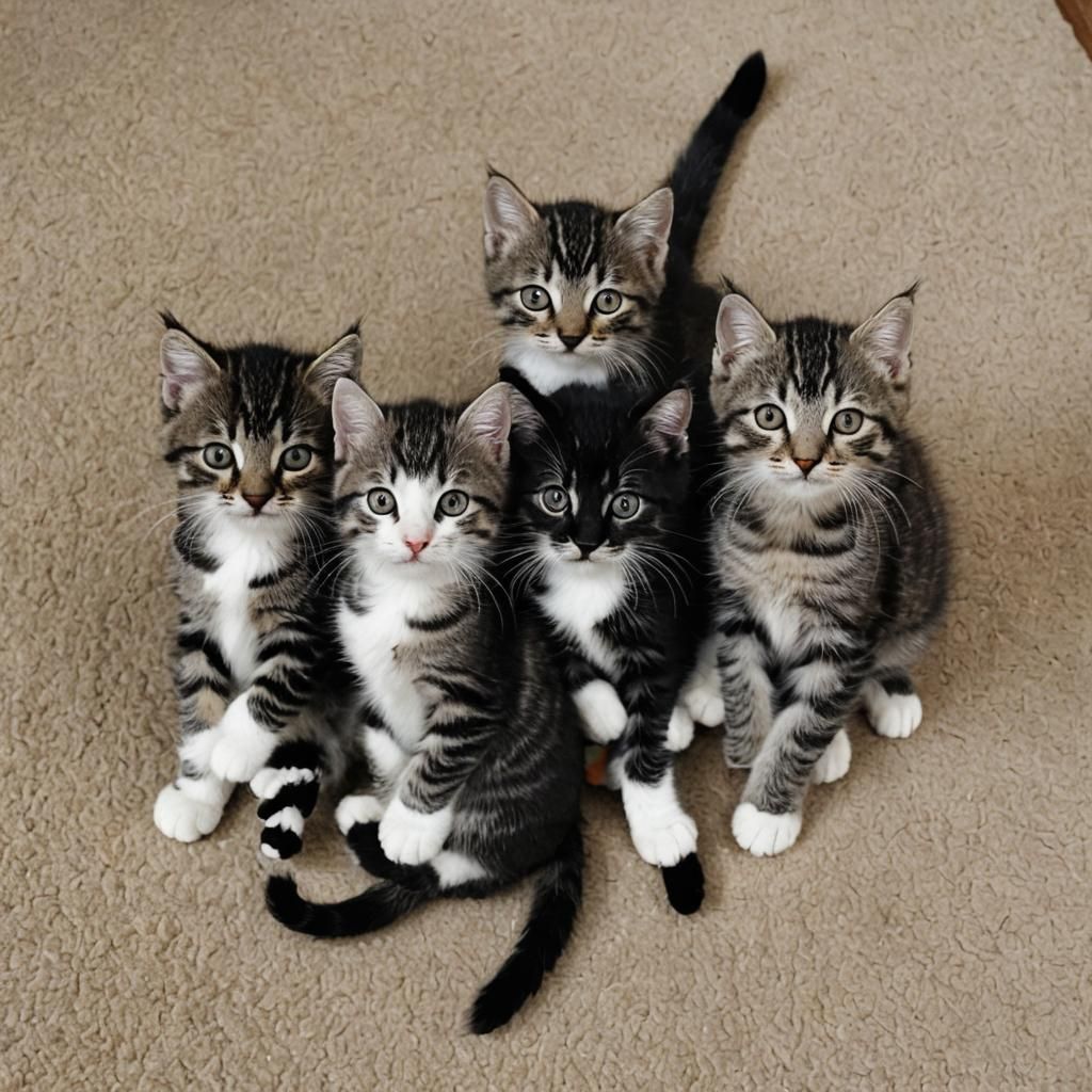 Three Adorable Kittens: A Black, Tabby, and Bi-Color Trio