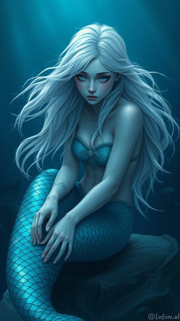 Sorrowful Mermaid in Turquoise Depths