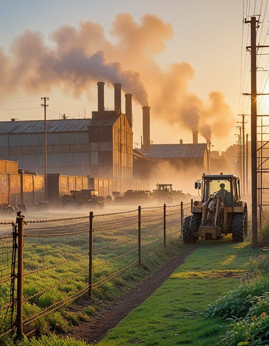 Soft Impressionist Morning in a Rustic Industrial Setting