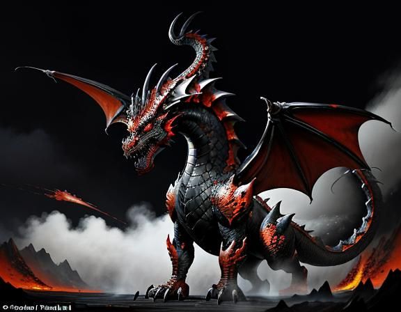 Fiery Dragon in Dynamic Fantasy Art Style