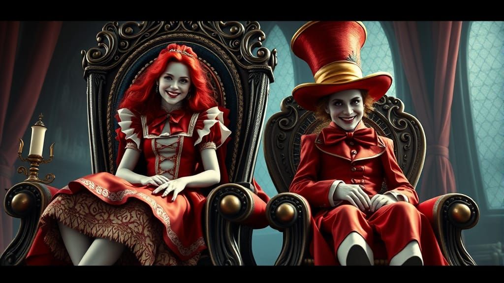 Alice and Mad Hatter in Gothic Wonderland