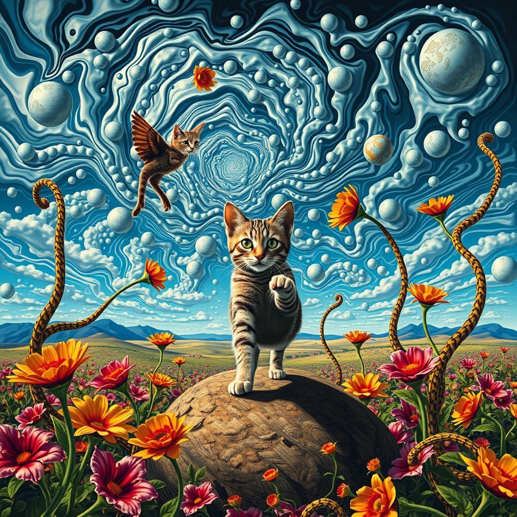 Surreal Landscape with Distorted Shadows in Dali Style