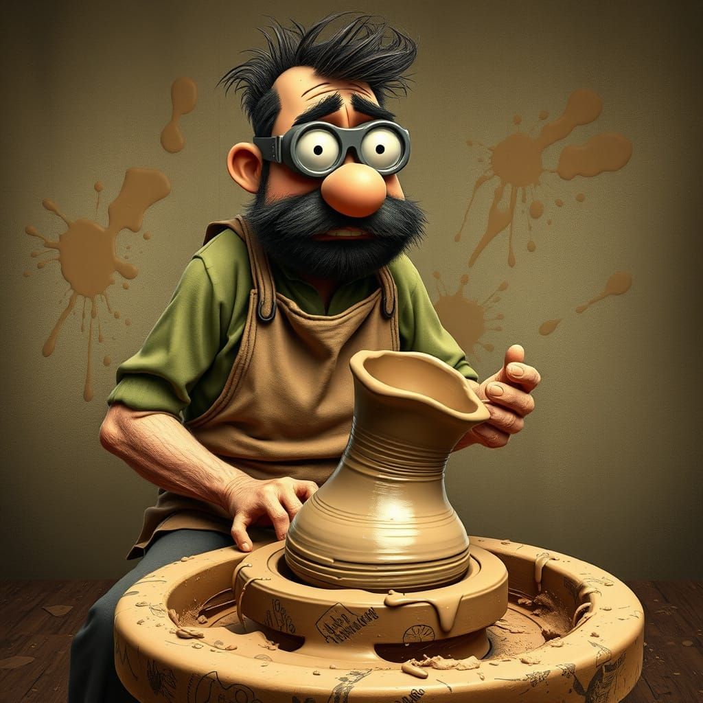 Humorous Pottery Scene in Aardman-Inspired Style