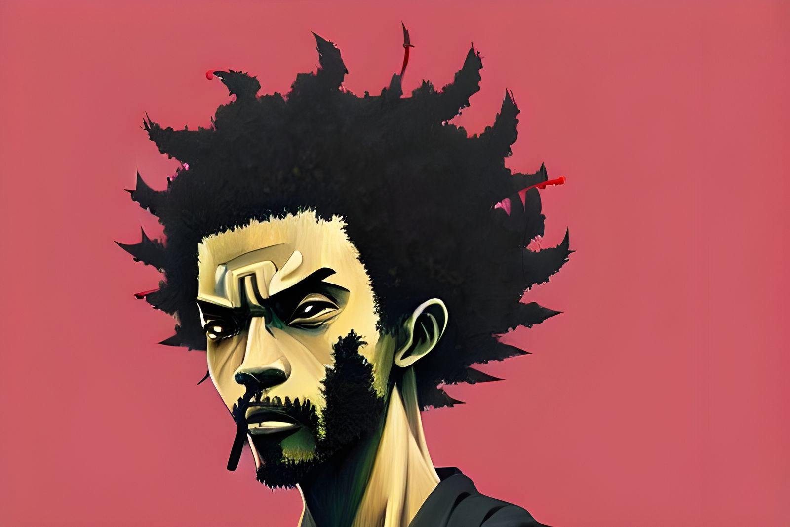Afro Samurai Digital Portrait Concept Art