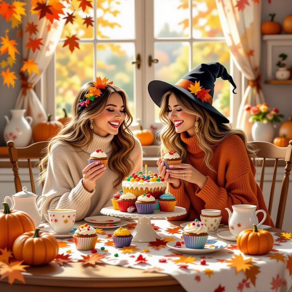 Magical Realism Baking Scene with Halloween Delights