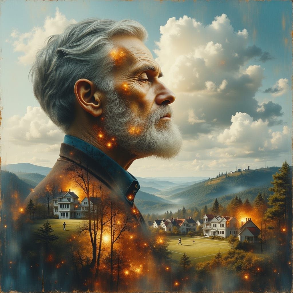 Serene Soccer Star Double Exposed Over Goal and Dreamscape