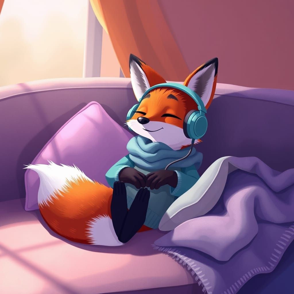 Serene Fox Lounging in Pixar Style
