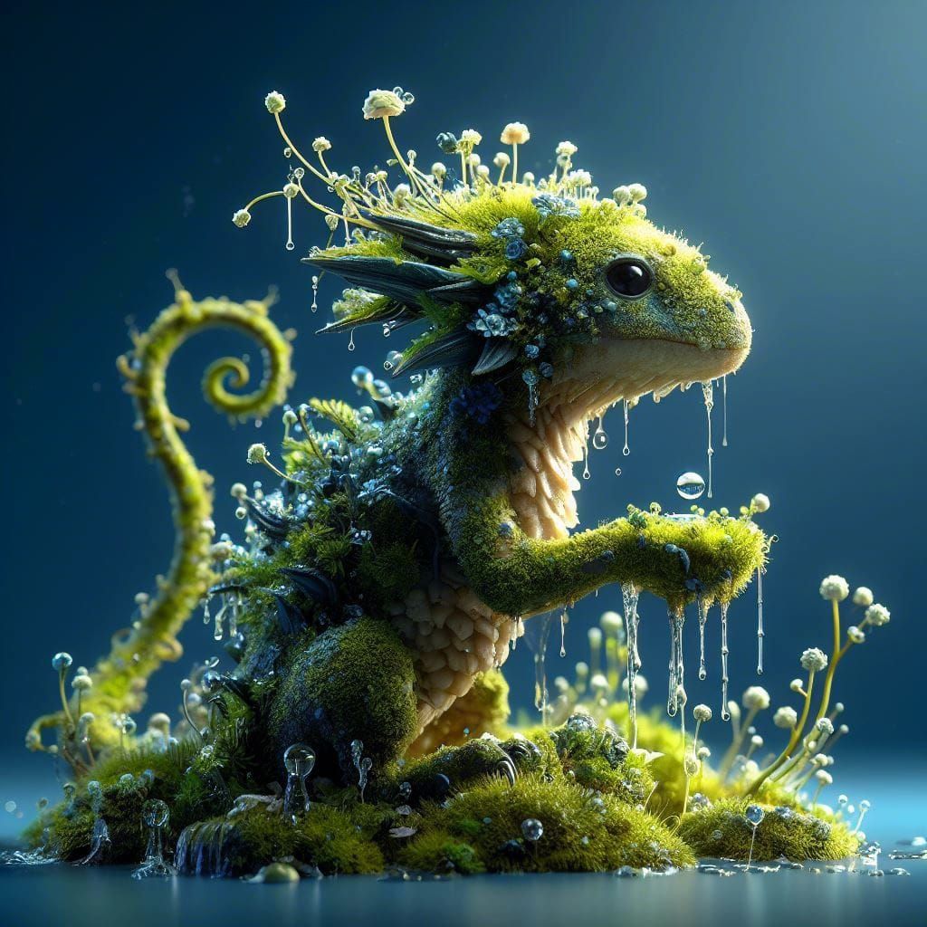 Adorable Moss Dragon Fairytale Concept Art