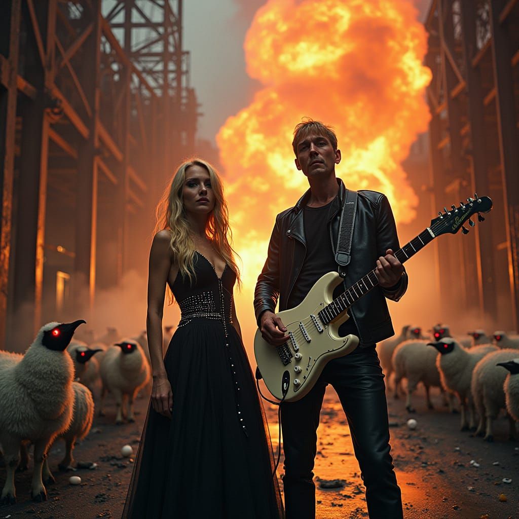 Gothic Rocker Goddess Ignites Chaos with Electric Guitar and...