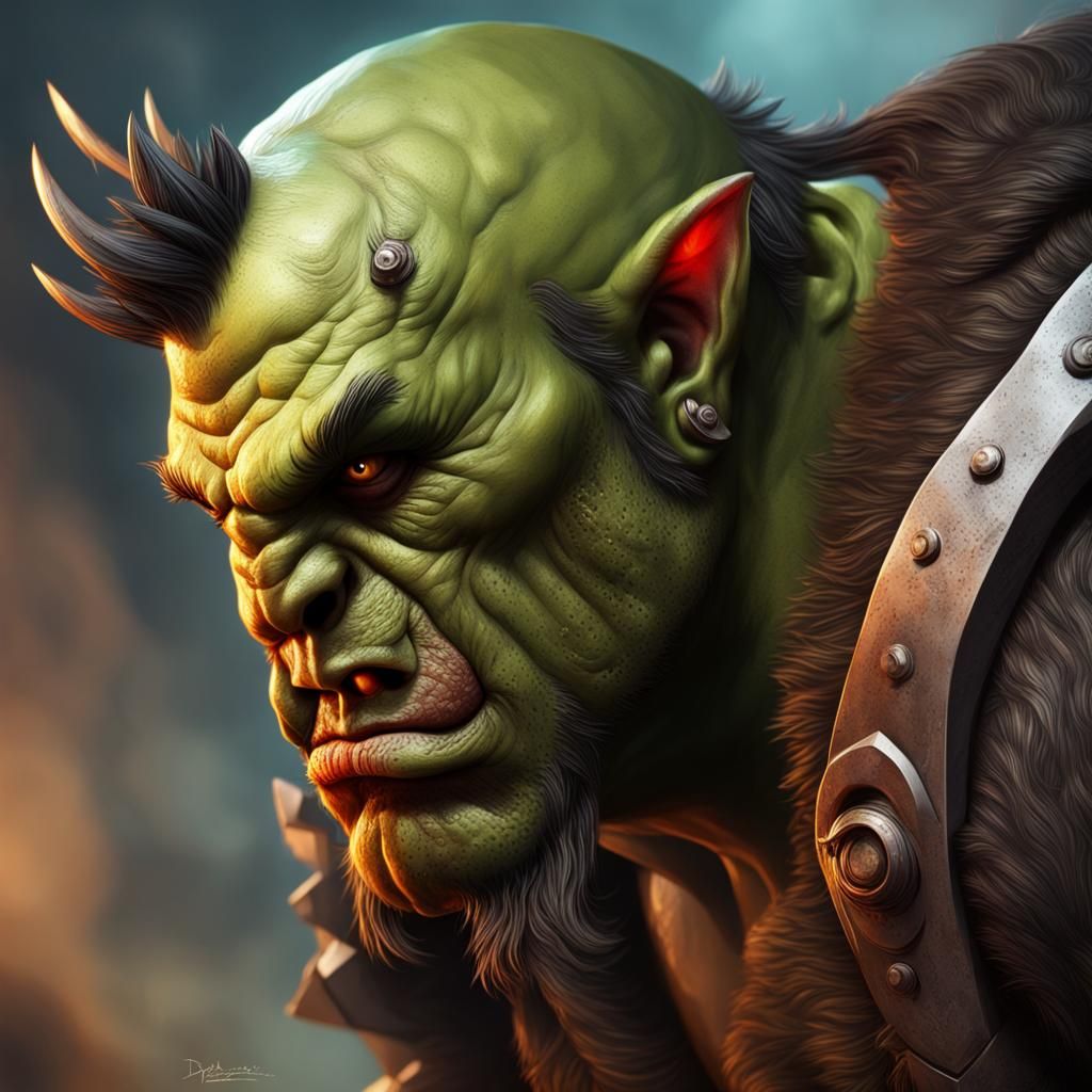 Hyperrealistic Orc Splash Art Concept