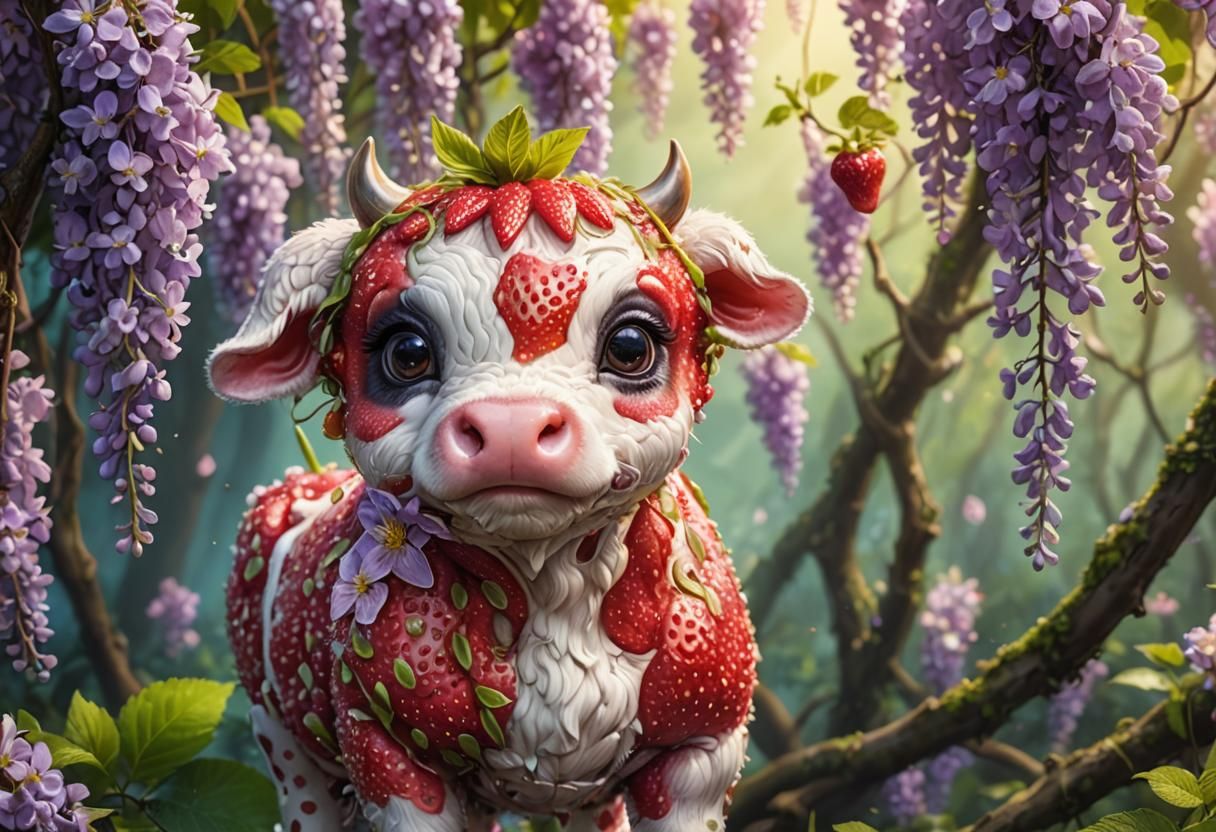 Cute baby strawberry cow made from another sketch of mine