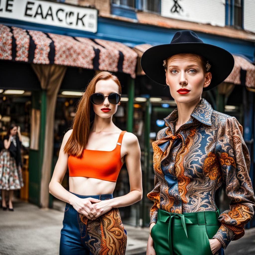 Surreal Restaurant Scene with Beautiful Aliens