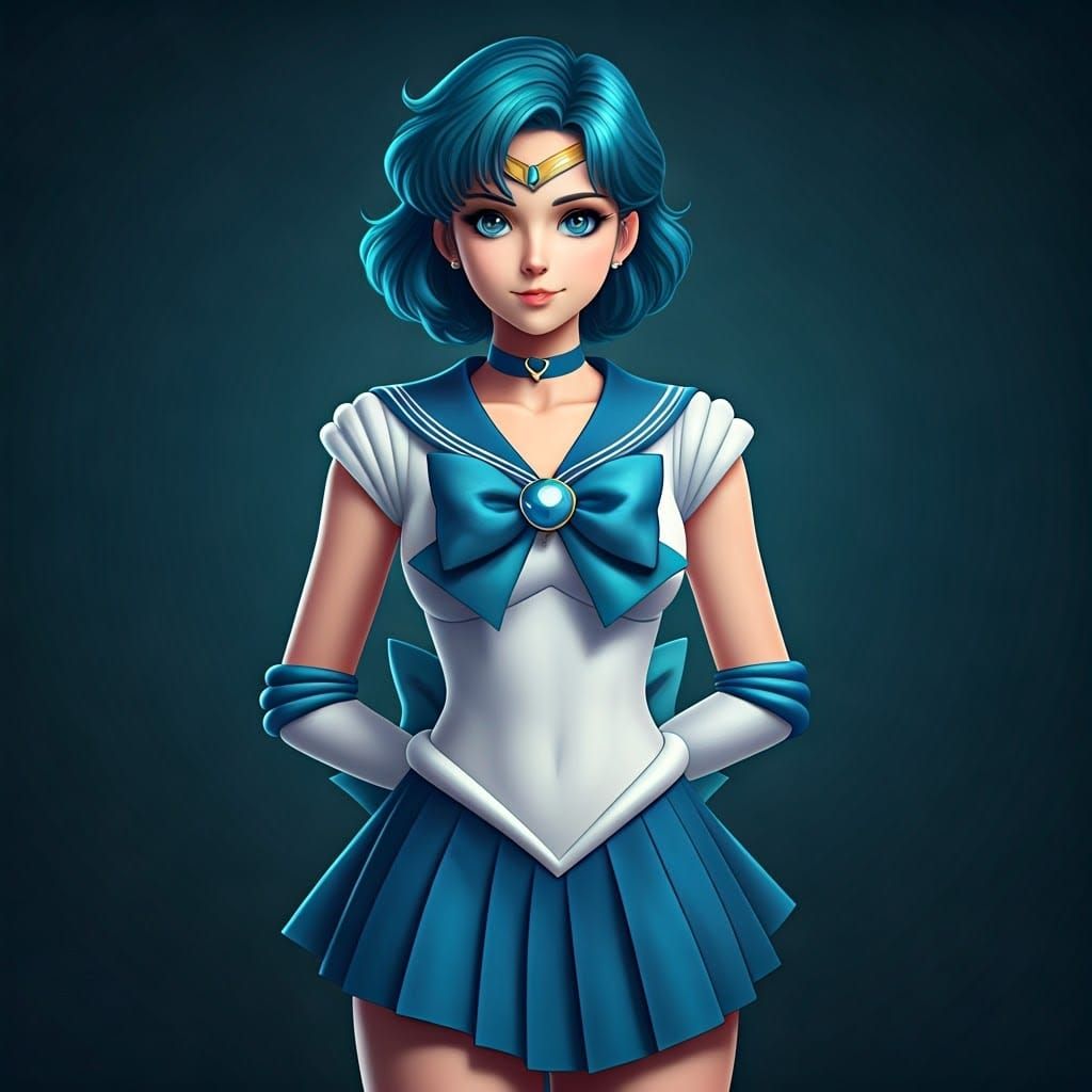 Sailor Mercury in Elegant 3D Anime Style