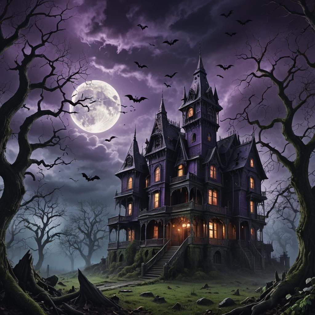 Spooky Haunted House in Gothic Dark Fantasy Style