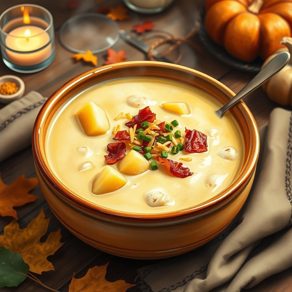 Thanksgiving Potato Soup in Gouache and Watercolor