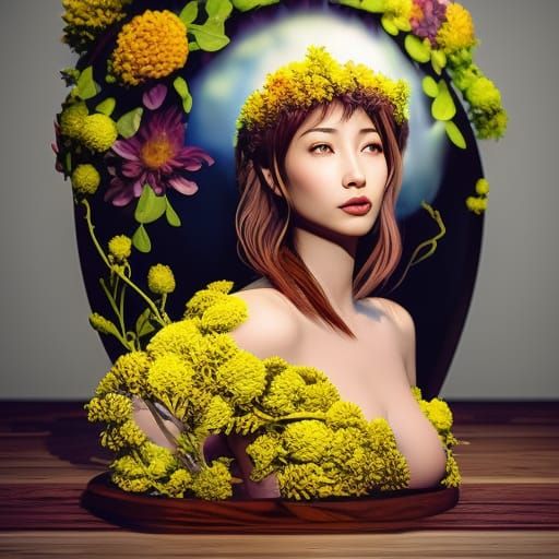 Surreal Portrait: Woman of Trees and Flowers